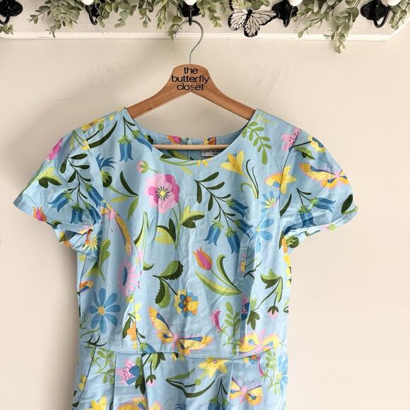 Birds Of North America Butterfly Floral Dress Size 10 Made In Canada 1-3230 - Picture 4 of 6